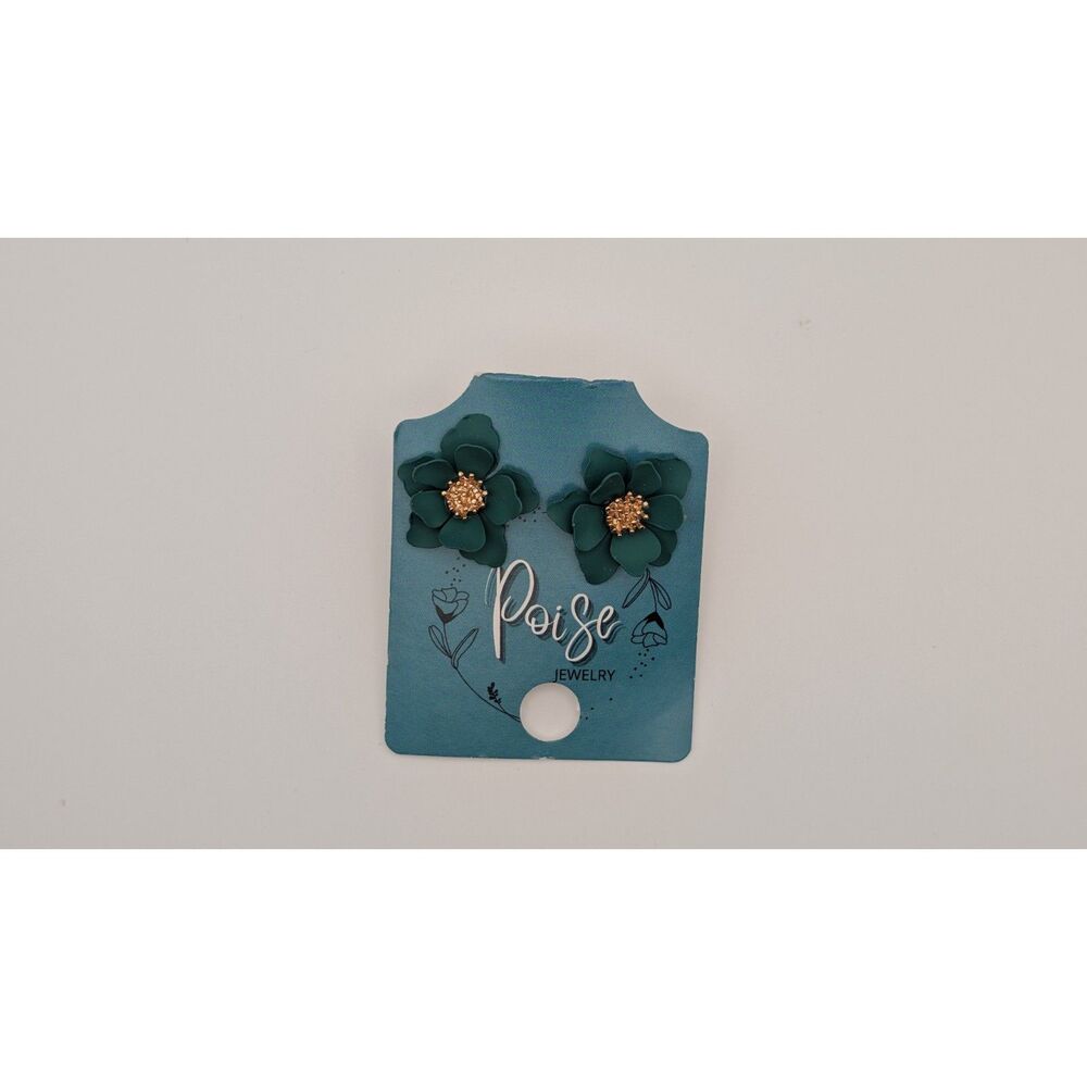 Poise Green Floral Stud Earrings